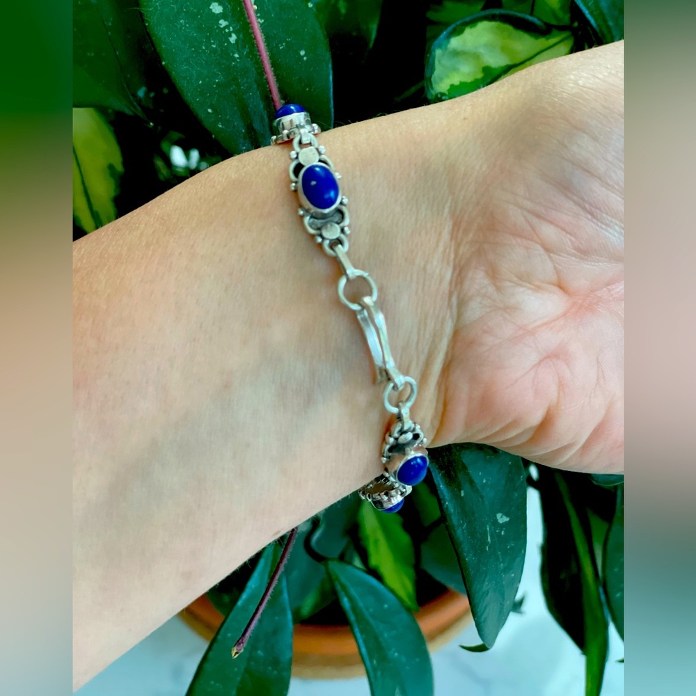 Sterling Bracelet with Blue Stones - Picture 2 of 5